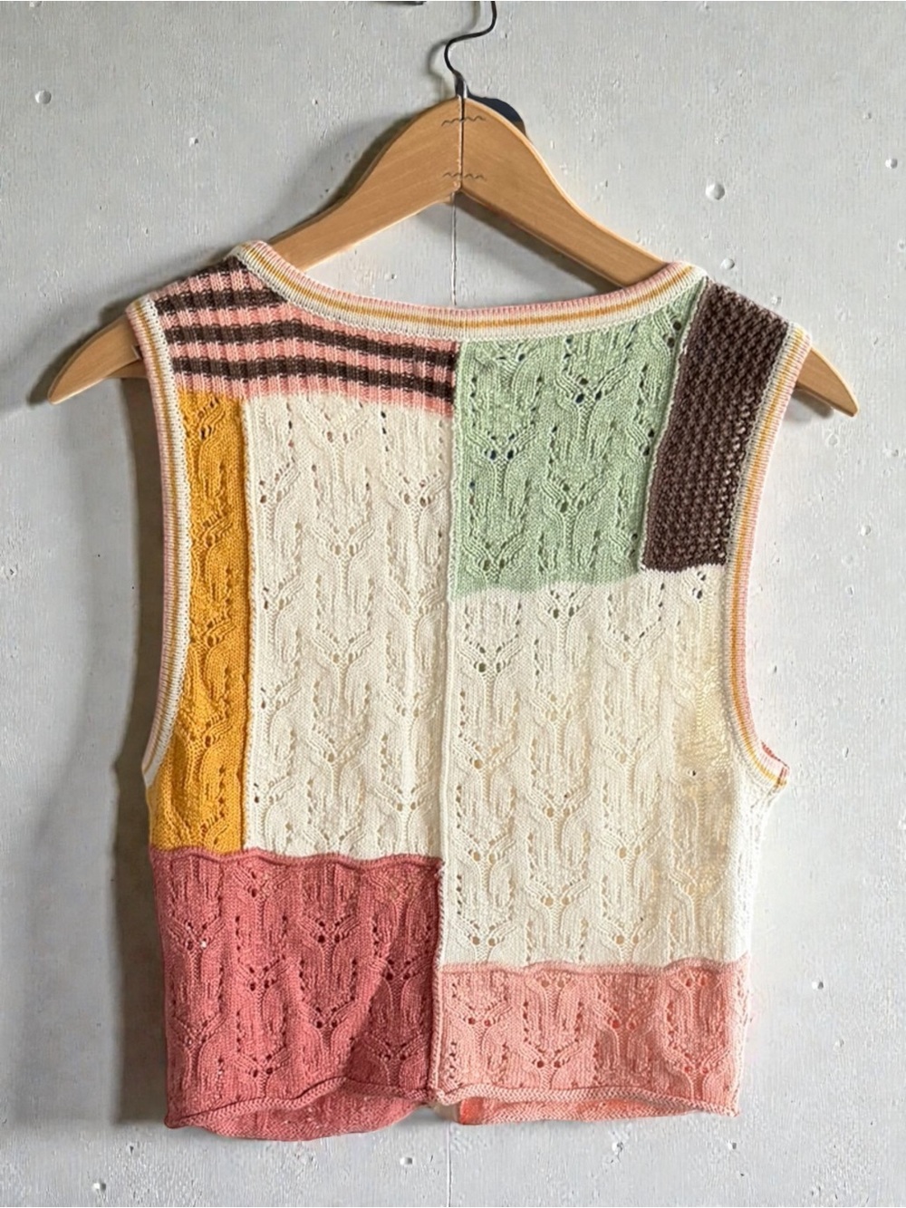 American Eagle Outfitters Pastel Patchwork Button-Front Knit Tank - Picture 2 of 4